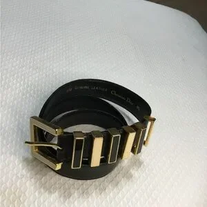 Dior | Accessories | Dior Black And Gold Leather Belt With  display picture 3
